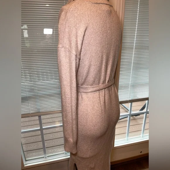 Cozy Knit Midi Sweater Dress S – Rachel Zoe, Tie Waist Turtleneck - Picture 7 of 10